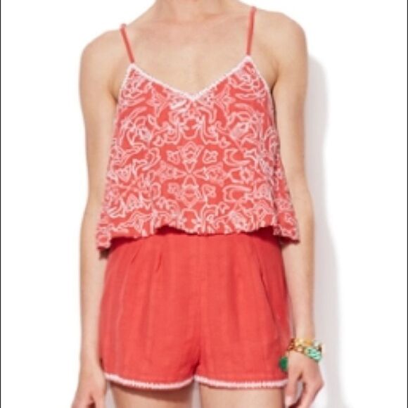 Embroidered flutter romper